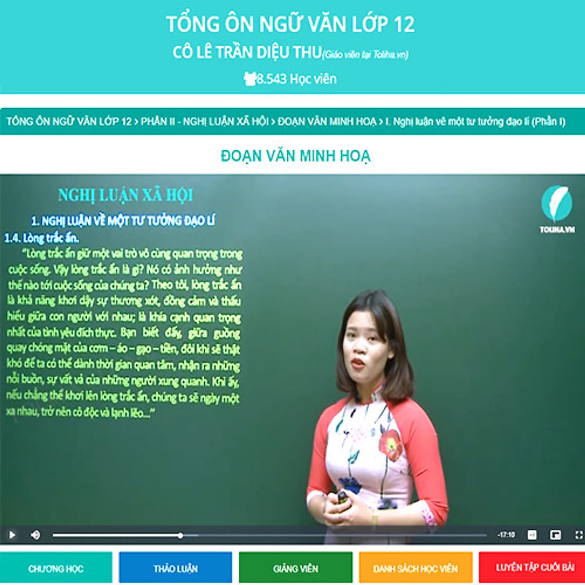 Khóa học TỔNG ÔN NGỮ VĂN LỚP 12 cô Diệu Thu - 06 tháng
