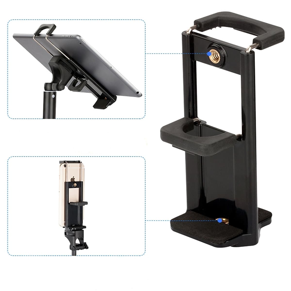 Đầu kẹp 2 in 1 cho máy tính bảng và điện thoại vào chân máy ảnh 