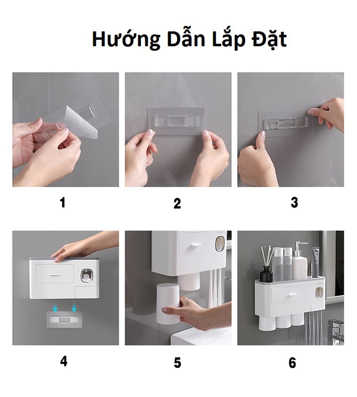 KỆ TREO BÀN CHẢI ĐÁNH RĂNG, TÍCH HỢP ĐỒ LẤY KEM THÔNG MINH (2 LY)