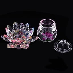 Ly Nước Thờ Pha Lê Hoa Sen Tím Cỡ Trung, Đế Sen Pha Lê - BH121