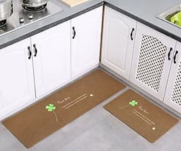 Bộ 2 thảm 2D nhà bếp đế cao su chống trượt 120x40 và 60x40 + kèm 2 khăn lau 30x30 (màu ngẫu nhiên) 