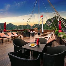 TourTrọn Gói 2N1Đ Ngủ Đêm Trên Du Thuyền 5 Sao Alisa Premier Sang Trọng, Có Bể Bơi (Miễn phí chèo thuyền Kayak khám phá Vịnh Hạ Long, Hang Sửng Sốt, Đảo Titop))