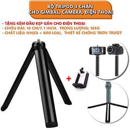 Bộ Tripod 3 chân cho Gimbal, Camera, kèm đầu kẹp gắn cho điện thoại