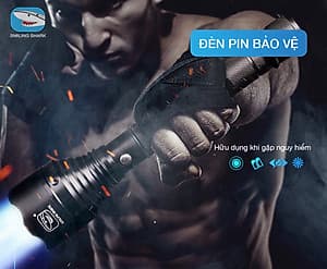 Đèn pin tự vệ siêu sáng Smiling Shark, công nghệ chiếu sáng tối tân, chất liệu hợp kim siêu cứng, chuyên dụng cho bảo vệ canh phòng, tuần tra ban đêm, chống trộm, dã ngoại, tìm kiếm cứu nạn đa dụng - Hàng chính hãng