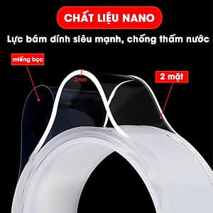 Băng keo dán nano 2 mặt siêu dính trong suốt 3mét
