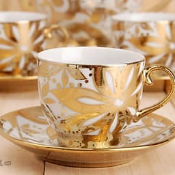 Bộ ấm trà 6 ly hoàng gia nhũ vàng