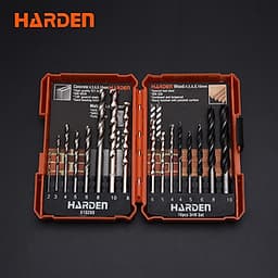 Bộ 16 Mũi Khoan Sắt, Khoan Bê Tông, Khoan Gỗ HARDEN 610289 được làm từ chất liệu thép chuyên dụng, sản phẩm đựng trong hộp nhựa tiện lợi và chắc chắn
