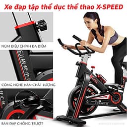 Xe đạp thể dục thể thao - xe đạp tập thể dục thể thao tại nhà X-SPEED tặng bóng bàn luyện phản xạ cao cấp + đồng hồ đo chỉ số + bình nước thể thao