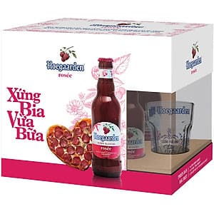 Lốc 6 chai Hoegaarden Rosee Xứng Bia Vừa Bữa (248ml/chai) + 1 ly thủy tinh