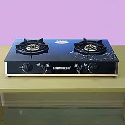 Bếp ga đôi mặt kính cường lực, đầu đốt đồng Kamachi KM-515X - Hàng Chính Hãng