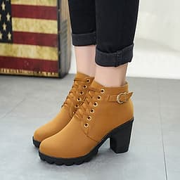 Giày bốt martin nữ cao gót thiết kế buộc dây cho nữ