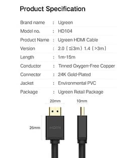 Cáp HDMI V1.4 Ethernet dài 50M chính hãng Ugreen 40592 - Hàng Chính Hãng
