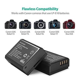 Bộ 2 Pin + Sạc Đôi RAVPower Canon LP-E10 Cho Canon 3000D, 1500D, 1300D, 1200D, 1100D (Hàng Chính Hãng)