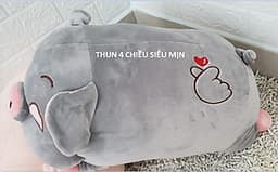 GỐI MỀN heo phê ngủ 3 trong 1, 4 chiều siêu mịn, bộ chăn gối văn phòng - xám