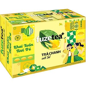 [Nhập mã COCATET2021] Thùng 24 lon Trà Chanh Sả Fuzetea+ (320ml x 24)