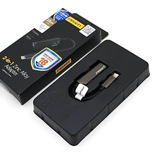 Cáp chuyển đổi lightning Pisen 2 in 1 Zinc Alloy (Dual Type C, 3.5mm, 12cm)_Hàng chính hãng