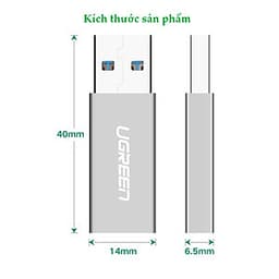 Đầu chuyển đổi USB 3.0 đực sang USB 3.1 Type C cái dùng cho PC, laptop, macbook, điện thoại UGREEN 30705 US204 - Hàng chính hãng