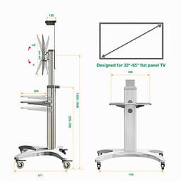Giá treo tivi di động nhập khẩu D10-AVF1500 màu trắng tuyệt đẹp cho tivi 32-65 inch