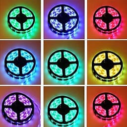 Bộ đèn led dây dán 5050 đổi nhiều màu RGB bằng điều khiển phủ silicon chống nước,  có sẵn keo dán trang trí bàn làm việc, tường thạch cao, ô tô