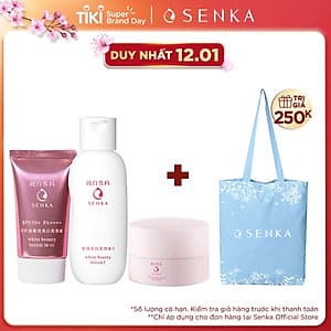 Bộ sản phẩm Senka đánh thức làn da trắng hồng (CC Serum Senka 40g + Senka White Beauty Lotion I 200ml + Senka White Beauty Glow Gel Cream 50g)