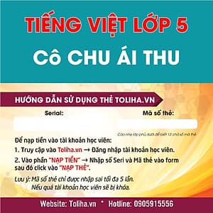 Học trực tuyến TIẾNG VIỆT LỚP 5 - Cô CHU ÁI THU - Toliha.vn khóa 6 Tháng