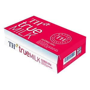 Thùng 48 Hộp Sữa Tươi Tiệt Trùng Hương Dâu TH True Milk (110ml/Hộp)