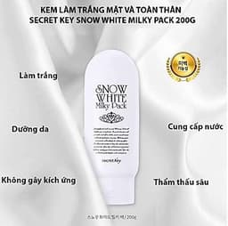 Kem Làm Trắng Mặt Và Toàn Thân Secret Key Snow White Milky Pack 200g