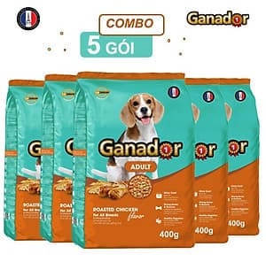 Combo 5 gói thức ăn cho chó trưởng thành Ganador vị gà nướng Adult Roasted Chicken Flavor 400gr