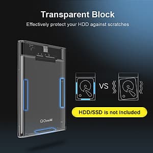 Hộp đựng ổ cứng HDD/SSD 2.5" QGeeM Gen2|cổng USB C/3.1, Type C to SATA|SATA I II III, PS4 hỗ trợ UASP tốc độ cao 6Gbps kèm cáp Type C to USB A-Hàng Chính Hãng