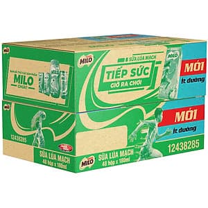 Combo 2 Thùng Milo Ít Đường 180ml - Tặng 1 Túi Du Lịch Milo (Mẫu ngẫu nhiên)