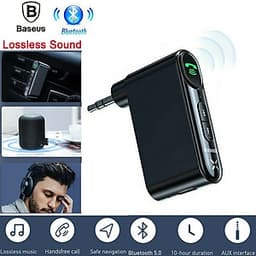 Bộ Bluetooth Receiver WXQY-01 dùng cho ô tô, xe hơi nhãn hiệu Baseus Qiyin AUX kết nối Bluetooth V5.0 thu tín hiệu âm thanh truyền từ các thiết bị di động và xuất ra cổng Audio AUX 3.5mm - Hàng Nhập Khẩu
