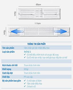 Tấm Chắn Gió Điều Hòa - Tản Nhiệt Máy Lạnh - Thiết Kế Lỗ Nhỏ Tránh Gió Trực Tiếp Từ Điều Hòa - Xoay 180 độ - Chăm Sóc Sức Khỏe Gia Đình, nhựa pvc thân thiện môi trường