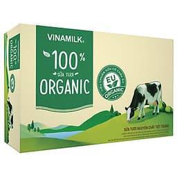 Thùng 48 Hộp Sữa Tươi Tiệt Trùng Vinamilk 100% Organic Không Đường (180ml)