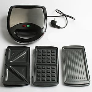 Máy làm bánh 3 trong 1 Sandwich - Waffle - Panini có vỉ nướng BBQ Máy làm bữa sáng 220V