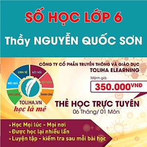 Học trực tuyến SỐ HỌC - TOÁN HỌC LỚP 6 - Thầy NGUYỄN QUỐC SƠN - Toliha.vn khóa 6 Tháng