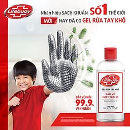 Combo 2 Chai Gel Rửa Tay Khô Sạch Siêu Nhanh Lifebuoy Bảo Vệ Vượt Trội 10 (Chai Nắp 235ml x 2)
