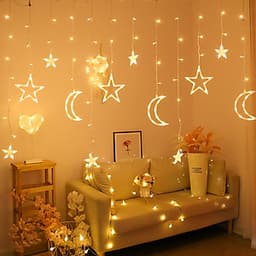 Dây Đèn LED Rèm Trăng Sao Chống Thấm Nước Trang Trí Ngoài Trời - Dài 2.5 Mét