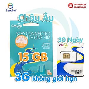 SIM DU LỊCH CÁC NƯỚC CHÂU ÂU 30 NGÀY 15GB TỐC ĐỘ CAO, KHÔNG GIỚI HẠN DUNG LƯỢNG