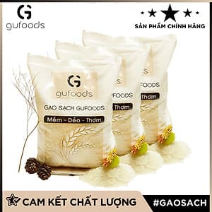 Combo 3 Gạo sạch GUfoods (dẻo - mềm - thơm) (mỗi túi 1kg)