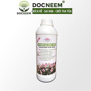 Phân bón hữu cơ đậu tương, đậu nành trứng chuối humic DOCNEEM kích mầm, chồi, hoa chuẩn form trên hoa hồng, cây cảnh, chai 1 lít