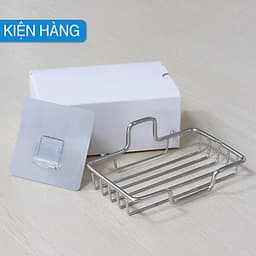 Kệ Xà Phòng Inox Dán Tường Có Kèm Móc Dán Tường - Khay Inox Đựng Xà Phòng Dán Tường Gạch Men Tiện Lợi Không Cần Khoan Tường