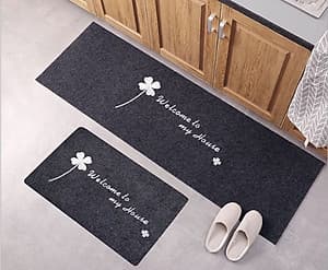 Bộ 2 thảm 2D nhà bếp đế cao su chống trượt 120x40 và 60x40 + kèm 2 khăn lau 30x30 (màu ngẫu nhiên) 