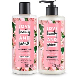 Combo Sữa Tắm + Sữa Dưỡng Thể Love Beauty And Planet Làm Sáng Da (400ml/Chai)