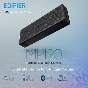Loa Bluetooth 5.0 EDIFIER MP120 Hỗ Trợ Thẻ TF AUX Đầu Vào Công Nghệ CNC Đôi Loa Toàn Dải Công Suất Tổng 8W Dải Âm Trầm Mạnh Mẽ Pin 2.200 mAh Lên Đến 19H Phát Lại