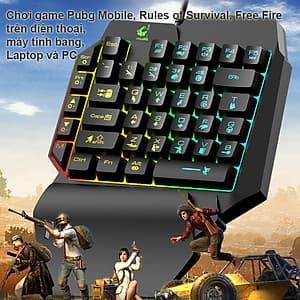Combo Bàn Phím Bán Cơ FREE WOLF K15 + Chuột chuyên game 6D  LED 7 màu T06