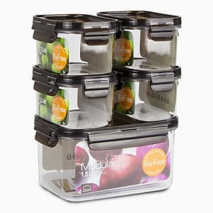Bộ 5 Hộp Bảo Quản Hình Chữ Nhật Lock&Lock Bisfree Modular LBF402S5TK (LBF402 x 4, LBF405 x 1) - Nâu