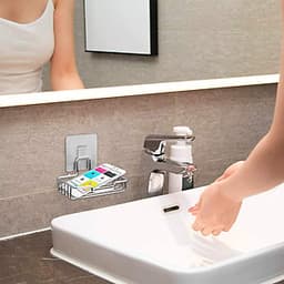 Kệ Xà Phòng Inox Dán Tường Có Kèm Móc Dán Tường - Khay Inox Đựng Xà Phòng Dán Tường Gạch Men Tiện Lợi Không Cần Khoan Tường