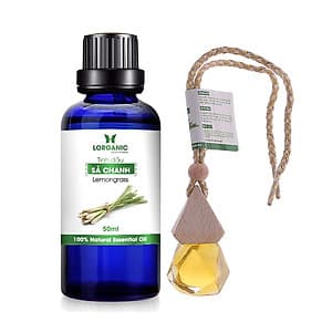 Combo tinh dầu sả chanh Lorganic (50ml) +tinh dầu sả chanh Lorganic treo xe hơi, tủ áo  (10ml) LGN0082/ Tinh dầu thiên nhiên nguyên chất/ Hương thơm thiền tịnh/ Thích hợp dùng với đèn xông và máy khuếch tán.