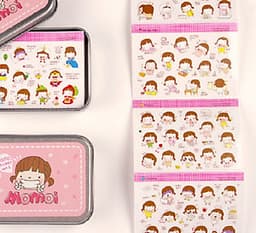 Hộp Thiếc  20 tấm Sticker Momoi  ( trang trí sổ kế hoạch, nhật ký)