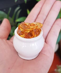 Chum vàng may mắn (gồm 01 hủ sứ + 10 thỏi vàng 1.5cm + 7 hạt gốm mèo)